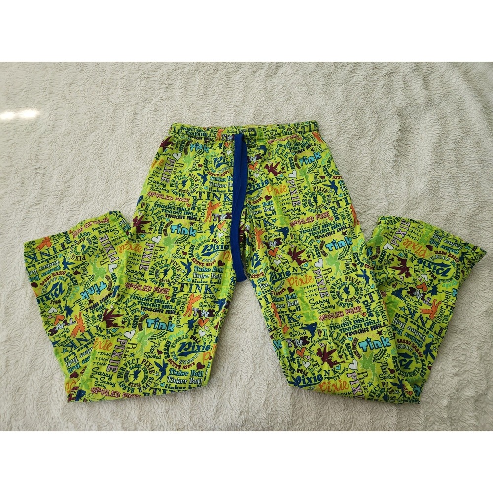 Disney Disneyland Resort Tinker Bell Pajama Pants Women's XS Green All Over... - Picture 1 of 6